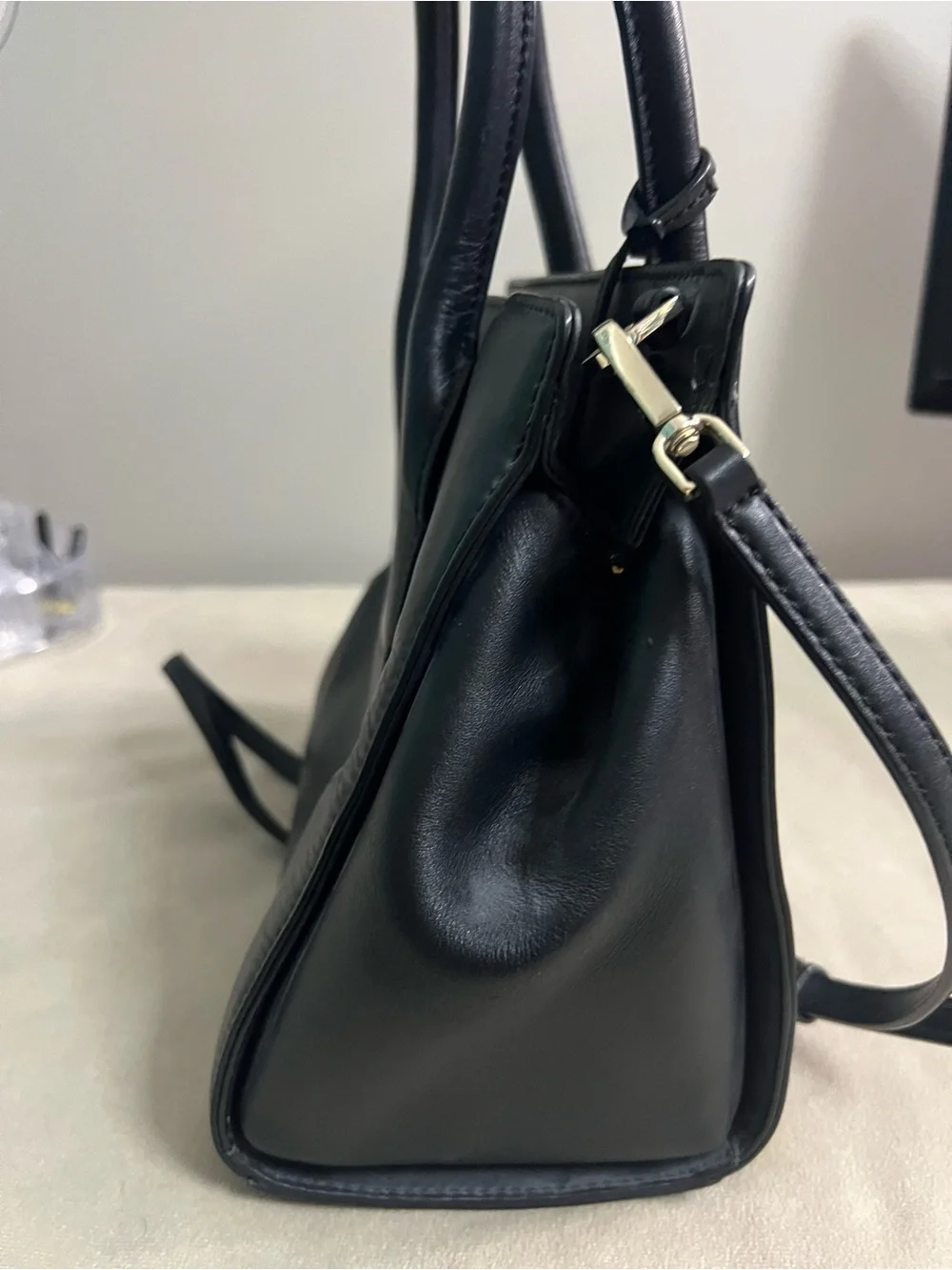 🖤 Kate Spade New York Black Leather Satchel Crossbody Purse Top Handle Bag